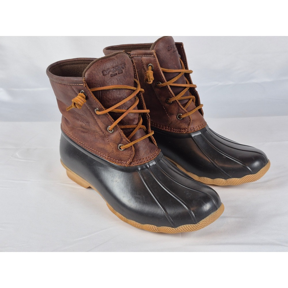 Sperry Saltwater Women's 9.5M Duck‎ Boots Brown Leather Rain Snow Boots